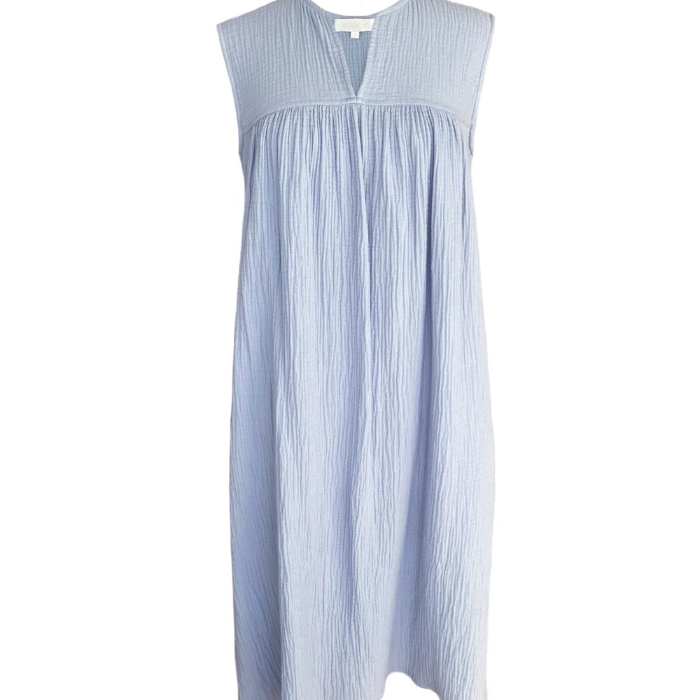 Light Blue Cotton Gauze Midi Summer Dress